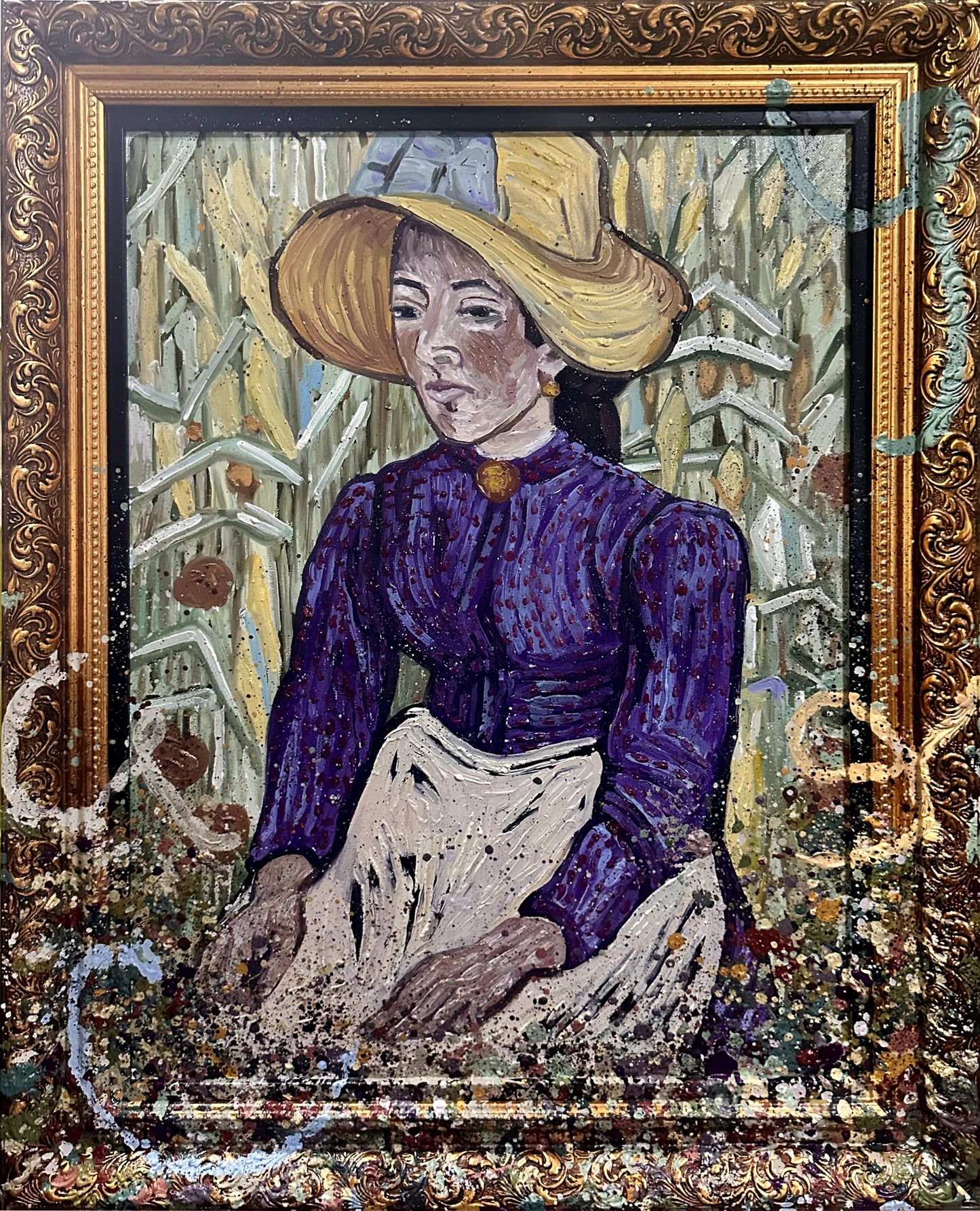 Peasant Woman Against a Background of Wheat, After Vincent Van Gogh