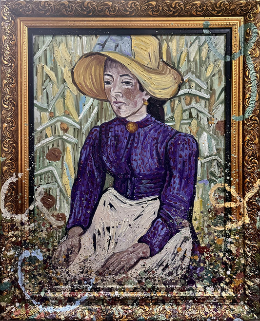 Peasant Woman Against a Background of Wheat, After Vincent Van Gogh