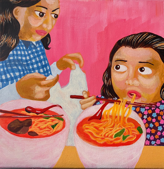 Mother And Child With Beef Noodles